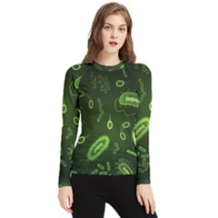 Bacteria Virus Seamless Pattern Inversion Women s Long Sleeve Rash Guard by Ravend