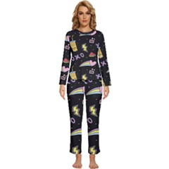 Cute Girl Things Seamless Background Womens  Long Sleeve Lightweight Pajamas Set by Apen