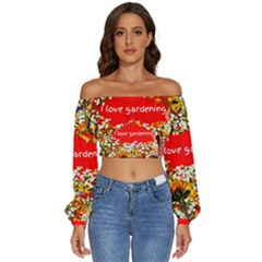 Garden Lover Long Sleeve Crinkled Weave Crop Top by TShirt44