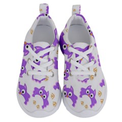 Purple Owl Pattern Background Running Shoes by Apen