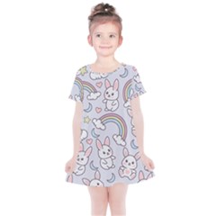 Seamless Pattern With Cute Rabbit Character Kids  Simple Cotton Dress by Apen