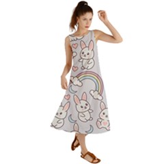 Seamless Pattern With Cute Rabbit Character Summer Maxi Dress by Apen