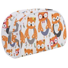 Cute Colorful Owl Cartoon Seamless Pattern Make Up Case (medium) by Apen