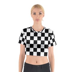 Chess Board Background Design Cotton Crop Top by Apen