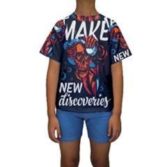 Make Devil Discovery  Kids  Short Sleeve Swimwear by Saikumar