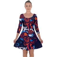 Make Devil Discovery  Quarter Sleeve Skater Dress by Saikumar