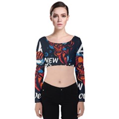 Make Devil Discovery  Velvet Long Sleeve Crop Top by Saikumar