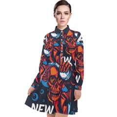 Make Devil Discovery  Long Sleeve Chiffon Shirt Dress by Saikumar