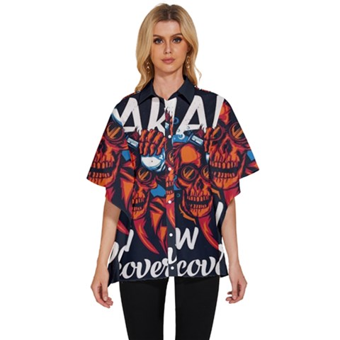 Make Devil Discovery  Women s Batwing Button Up Shirt by Saikumar