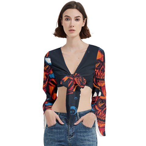 Make Devil Discovery  Trumpet Sleeve Cropped Top by Saikumar