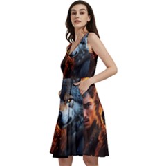 Be Dare For Everything Sleeveless V-neck Skater Dress With Pockets by Saikumar