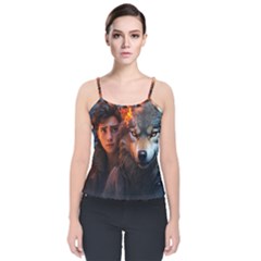 Be Fearless Velvet Spaghetti Strap Top by Saikumar