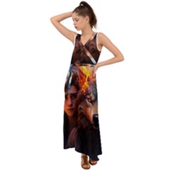 Be Fearless V-neck Chiffon Maxi Dress by Saikumar