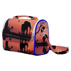 Elephant Landscape Tree Africa Sunset Safari Wild Satchel Shoulder Bag by Jatiart