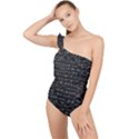 Math Equations Formulas Pattern Frilly One Shoulder Swimsuit View1