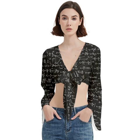 Math Equations Formulas Pattern Trumpet Sleeve Cropped Top by Ravend