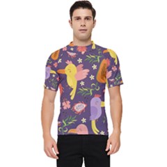 Exotic Seamless Pattern With Parrots Fruits Men s Short Sleeve Rash Guard by Ravend