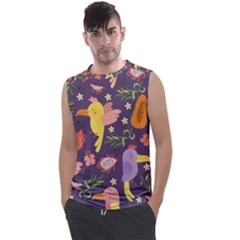 Exotic Seamless Pattern With Parrots Fruits Men s Regular Tank Top by Ravend