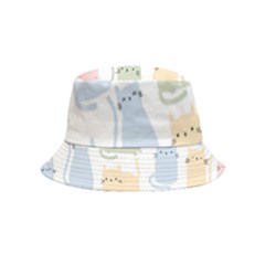 Cute Cat Colorful Cartoon Doodle Seamless Pattern Inside Out Bucket Hat (kids) by Ravend