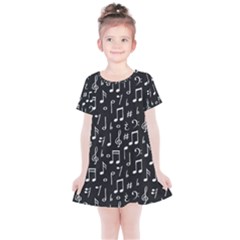 Chalk Music Notes Signs Seamless Pattern Kids  Simple Cotton Dress by Ravend