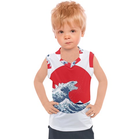 The Great Wave Of Kaiju Kids  Sport Tank Top by Cendanart