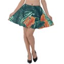 Green Tropical Leaves Velvet Skater Skirt View1