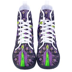 Peacock Bird Color Men s High-top Canvas Sneakers by Cendanart