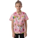 Corgi Bubble Boba Tea Pink Pattern Kids  Short Sleeve Shirt View1