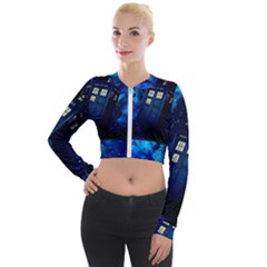 Tardis Doctor Who Space Galaxy Long Sleeve Cropped Velvet Jacket by Cendanart