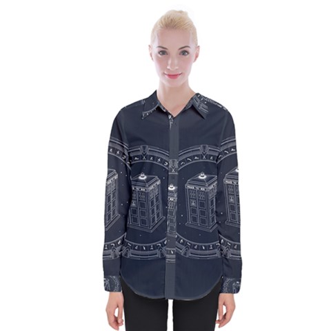 Doctor Who Bbc Tardis Womens Long Sleeve Shirt by Cendanart