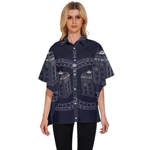 Doctor Who Bbc Tardis Women s Batwing Button Up Shirt by Cendanart