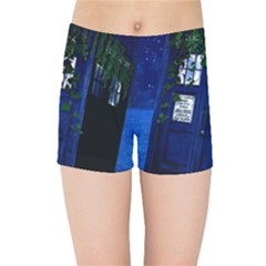 Stuck Tardis Beach Doctor Who Police Box Sci-fi Kids  Sports Shorts by Cendanart