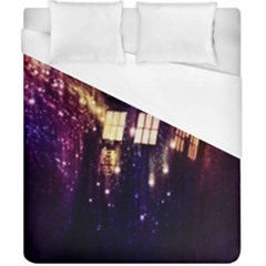 Tardis Regeneration Art Doctor Who Paint Purple Sci Fi Space Star Time Machine Duvet Cover (california King Size) by Cendanart