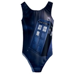 Tardis Doctor Who Planet Kids  Cut-out Back One Piece Swimsuit by Cendanart