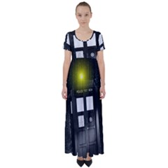 Doctor Who Space Tardis High Waist Short Sleeve Maxi Dress by Cendanart