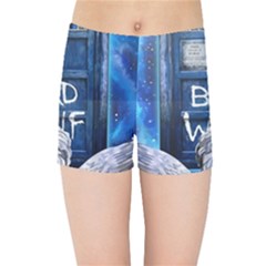 Doctor Who Adventure Bad Wolf Tardis Kids  Sports Shorts by Cendanart