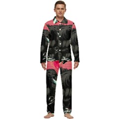 Godzilla Vintage Wave Men s Long Sleeve Velvet Pocket Pajamas Set by Cendanart