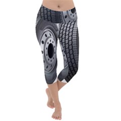 Tire Lightweight Velour Capri Yoga Leggings by Ket1n9