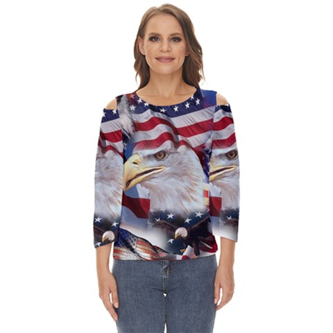 United States Of America Images Independence Day Cut Out Wide Sleeve Top by Ket1n9