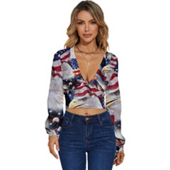 United States Of America Images Independence Day Long Sleeve Deep-v Velour Top by Ket1n9