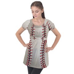 Baseball Puff Sleeve Tunic Top by Ket1n9