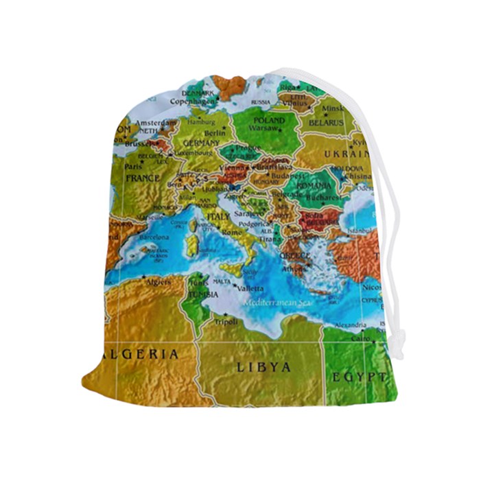 World Map Drawstring Pouch (XL)