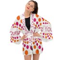 Be Yourself Pink Orange Dots Circular Long Sleeve Kimono View1