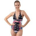 Car Engine Halter Cut-Out One Piece Swimsuit View1