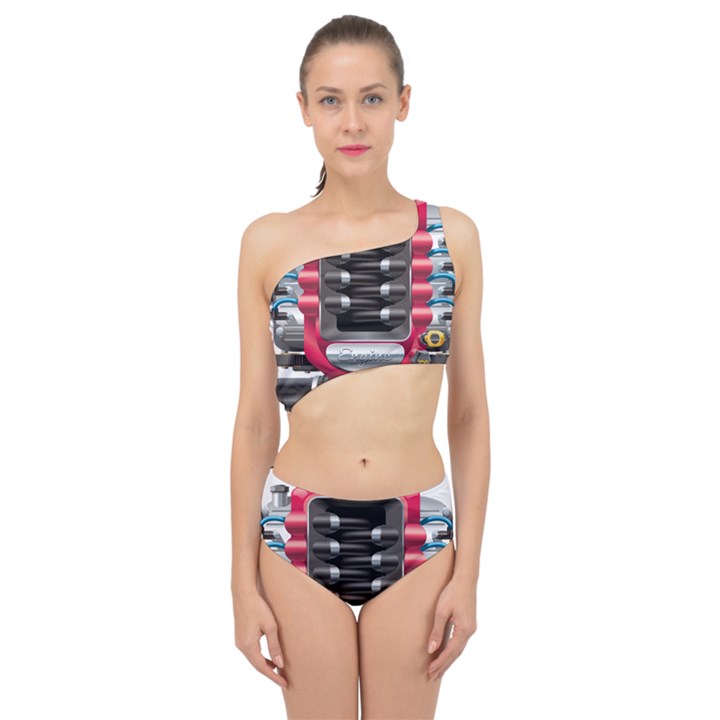 Car Engine Spliced Up Two Piece Swimsuit