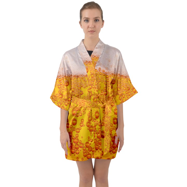 Beer Alcohol Drink Drinks Half Sleeve Satin Kimono 