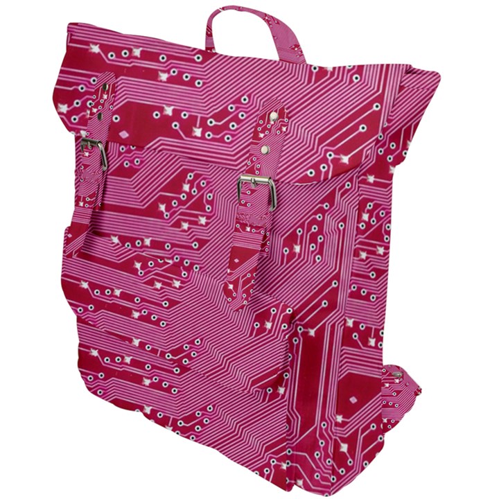 Pink Circuit Pattern Buckle Up Backpack