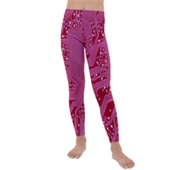 Pink Circuit Pattern Kids  Lightweight Velour Leggings by Ket1n9