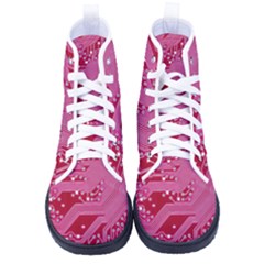 Pink Circuit Pattern Men s High-top Canvas Sneakers by Ket1n9