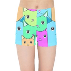 Cat Animals Cartoon Pattern Kids  Sports Shorts by Cendanart